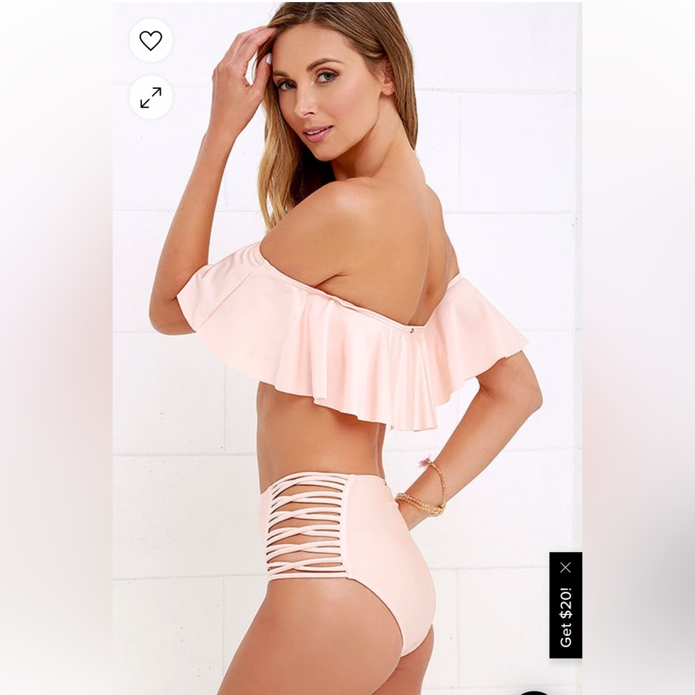 NWT O'Neill Lux Solids Peach High-Waisted Bikini Set - Picture 3 of 11